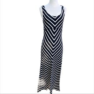 💖 Chico’s Maxi Length Pullover Striped Knit Dress